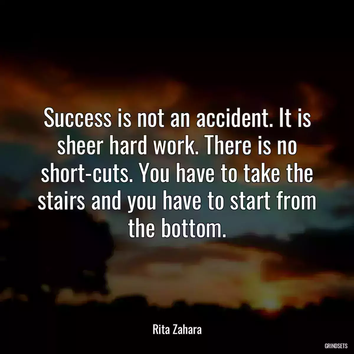 Success is not an accident. It is sheer hard work. There is no short-cuts. You have to take the stairs and you have to start from the bottom.