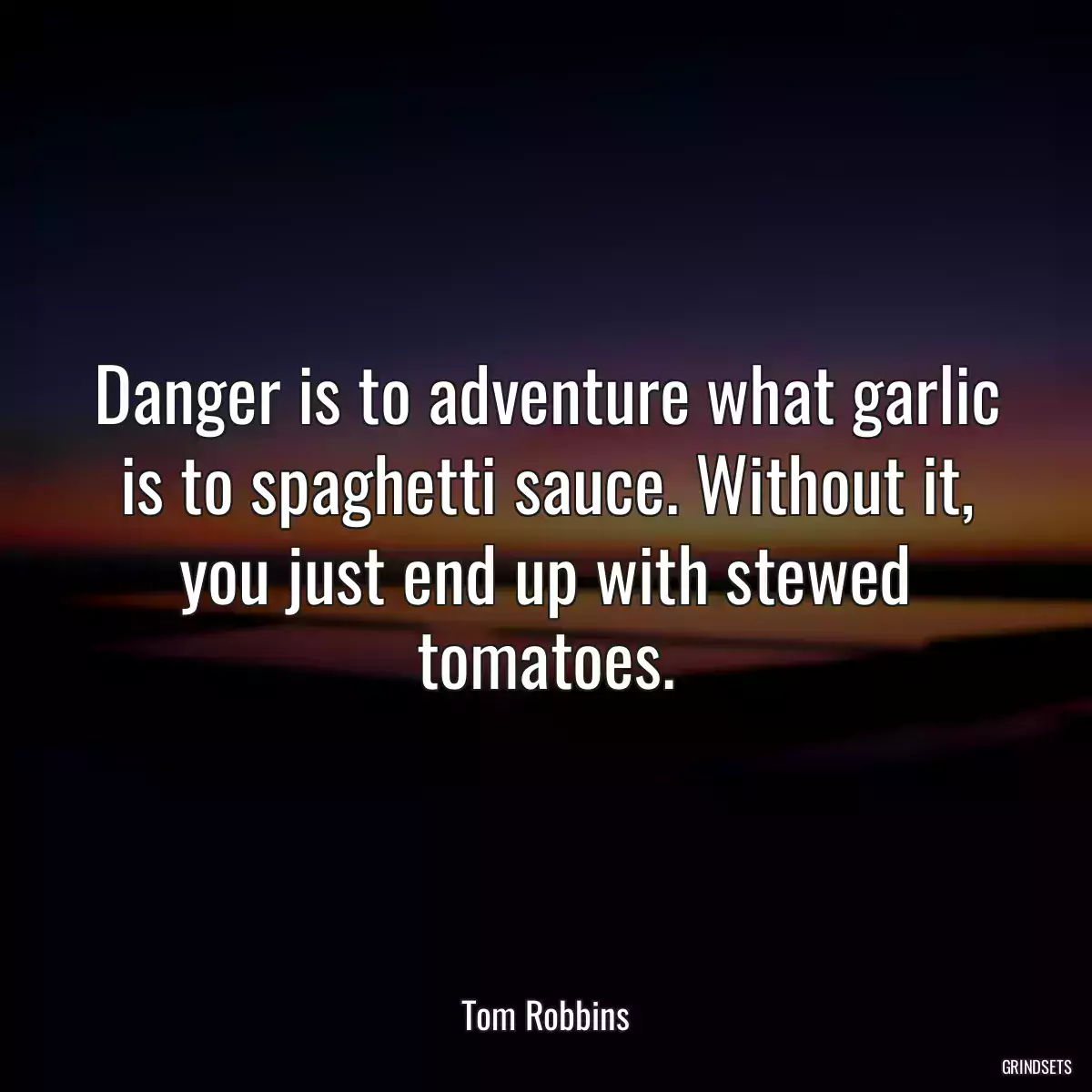 Danger is to adventure what garlic is to spaghetti sauce. Without it, you just end up with stewed tomatoes.