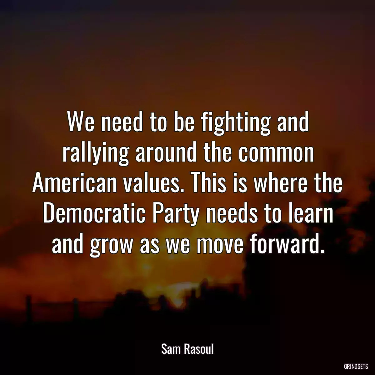 We need to be fighting and rallying around the common American values. This is where the Democratic Party needs to learn and grow as we move forward.