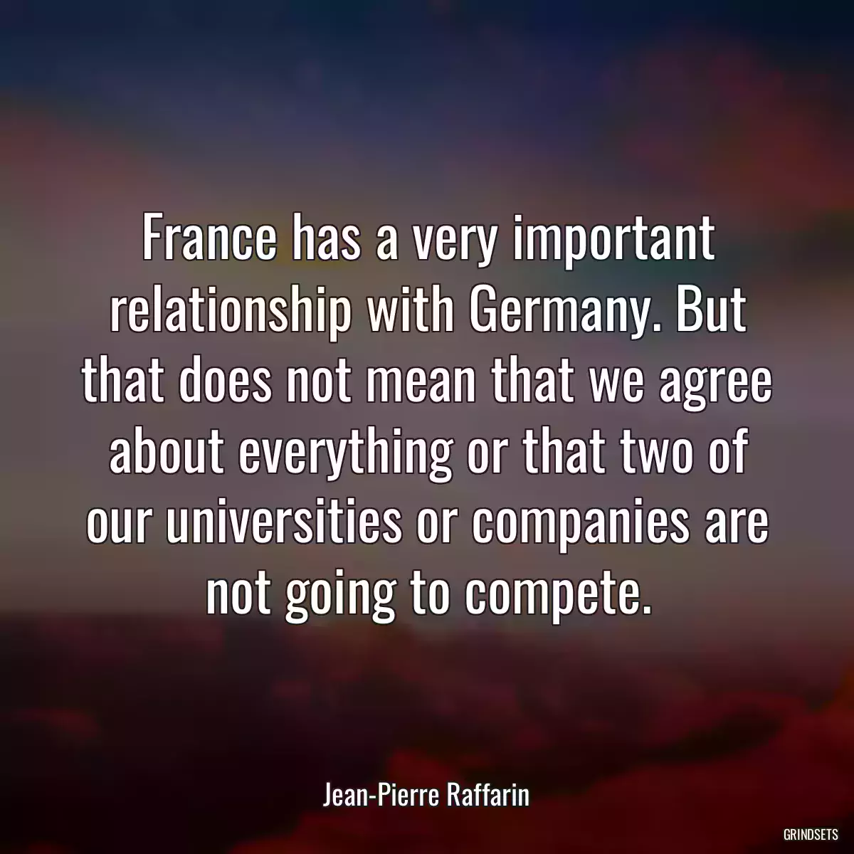 France has a very important relationship with Germany. But that does not mean that we agree about everything or that two of our universities or companies are not going to compete.