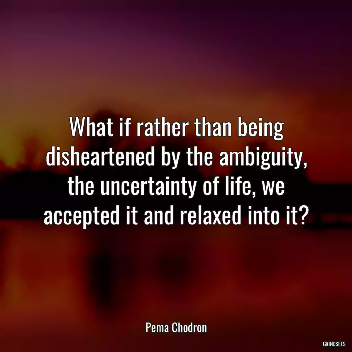 What if rather than being disheartened by the ambiguity, the uncertainty of life, we accepted it and relaxed into it?