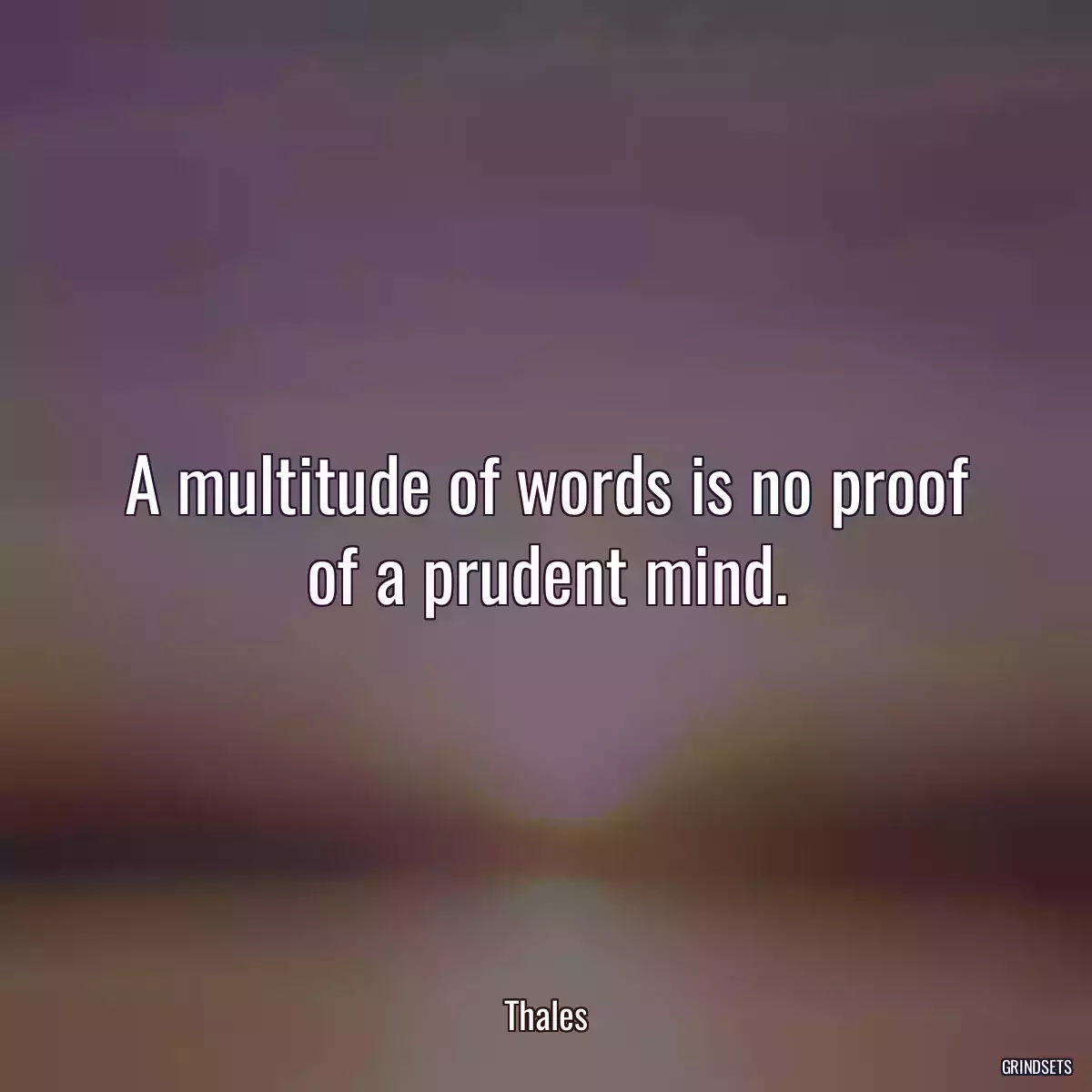 A multitude of words is no proof of a prudent mind.