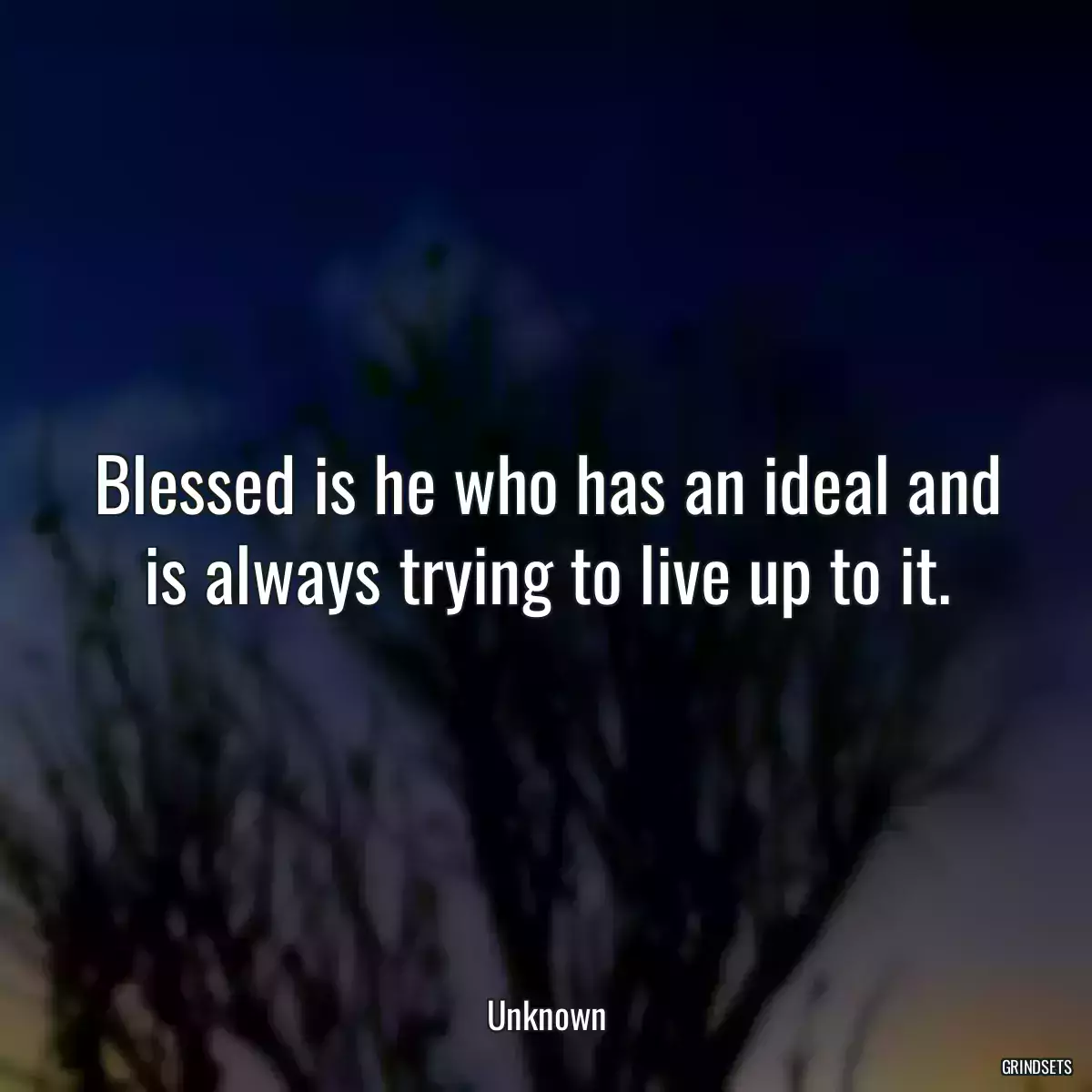 Blessed is he who has an ideal and is always trying to live up to it.