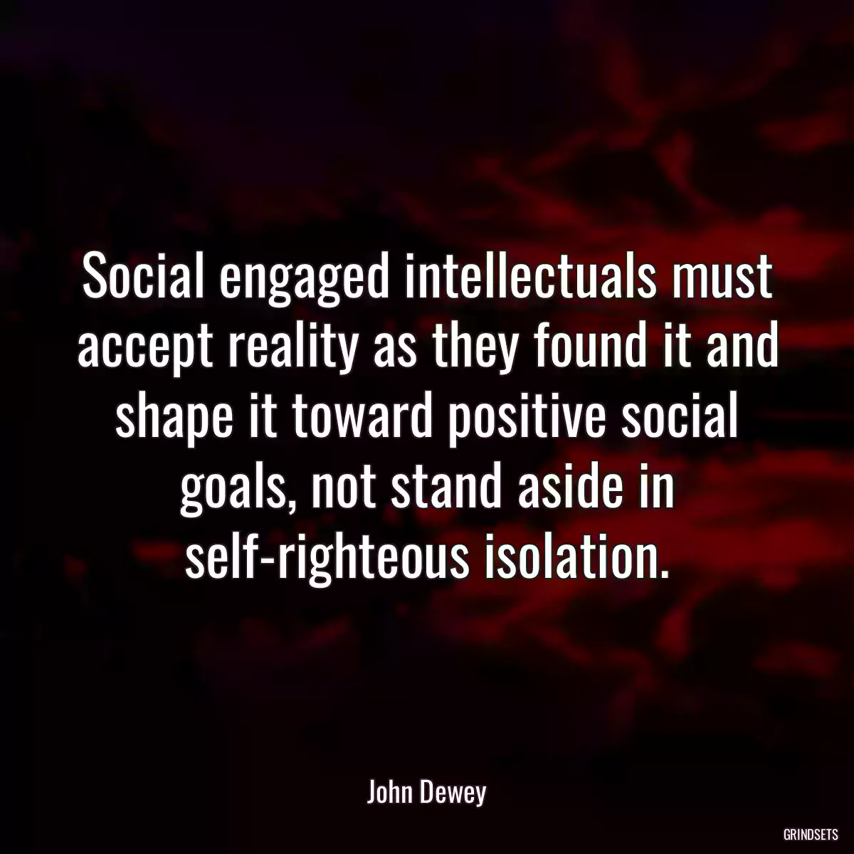 Social engaged intellectuals must accept reality as they found it and shape it toward positive social goals, not stand aside in self-righteous isolation.