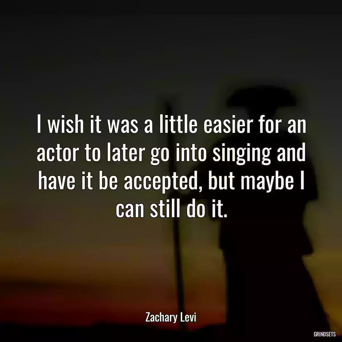 I wish it was a little easier for an actor to later go into singing and have it be accepted, but maybe I can still do it.