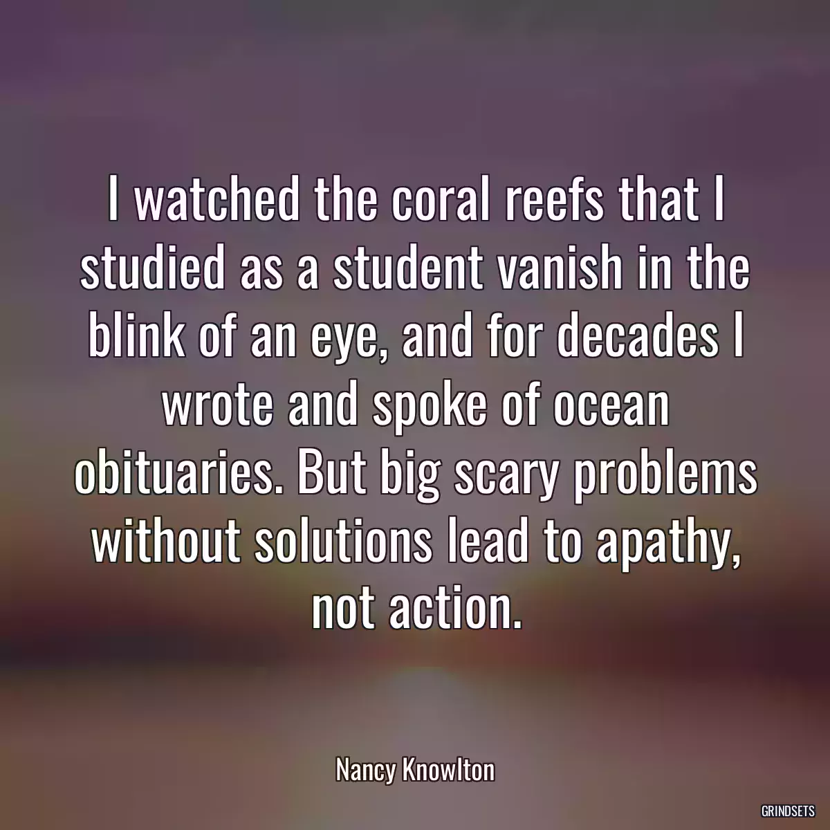 I watched the coral reefs that I studied as a student vanish in the blink of an eye, and for decades I wrote and spoke of ocean obituaries. But big scary problems without solutions lead to apathy, not action.