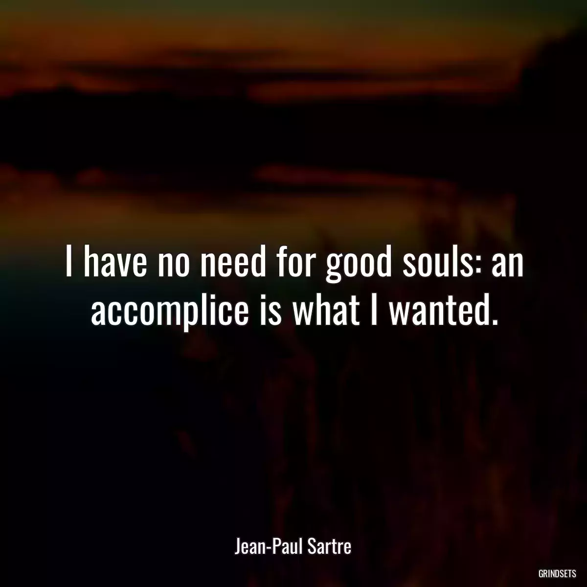 I have no need for good souls: an accomplice is what I wanted.