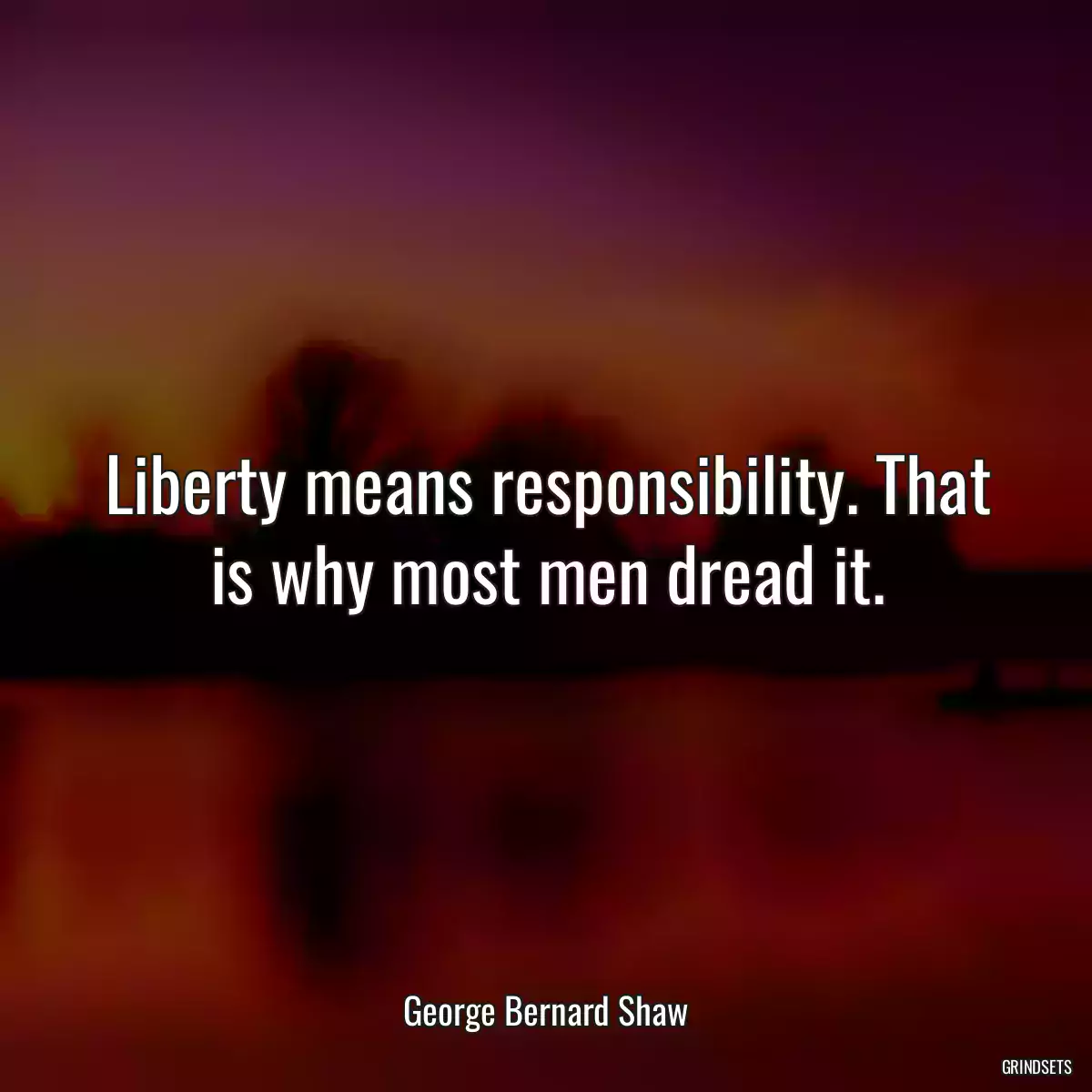 Liberty means responsibility. That is why most men dread it.