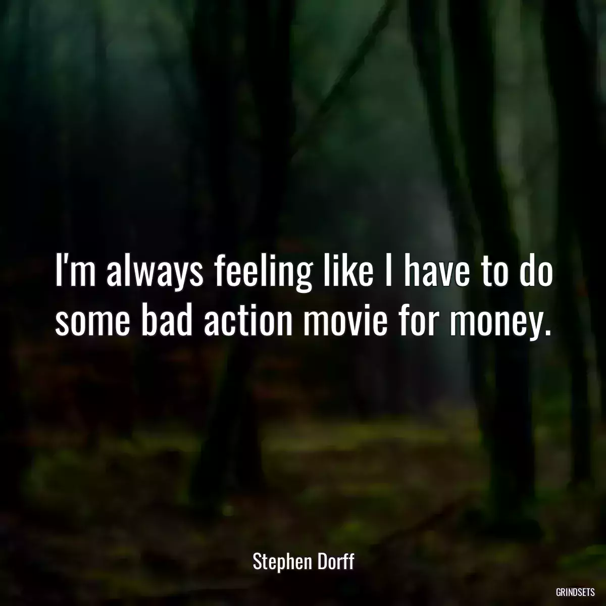 I\'m always feeling like I have to do some bad action movie for money.