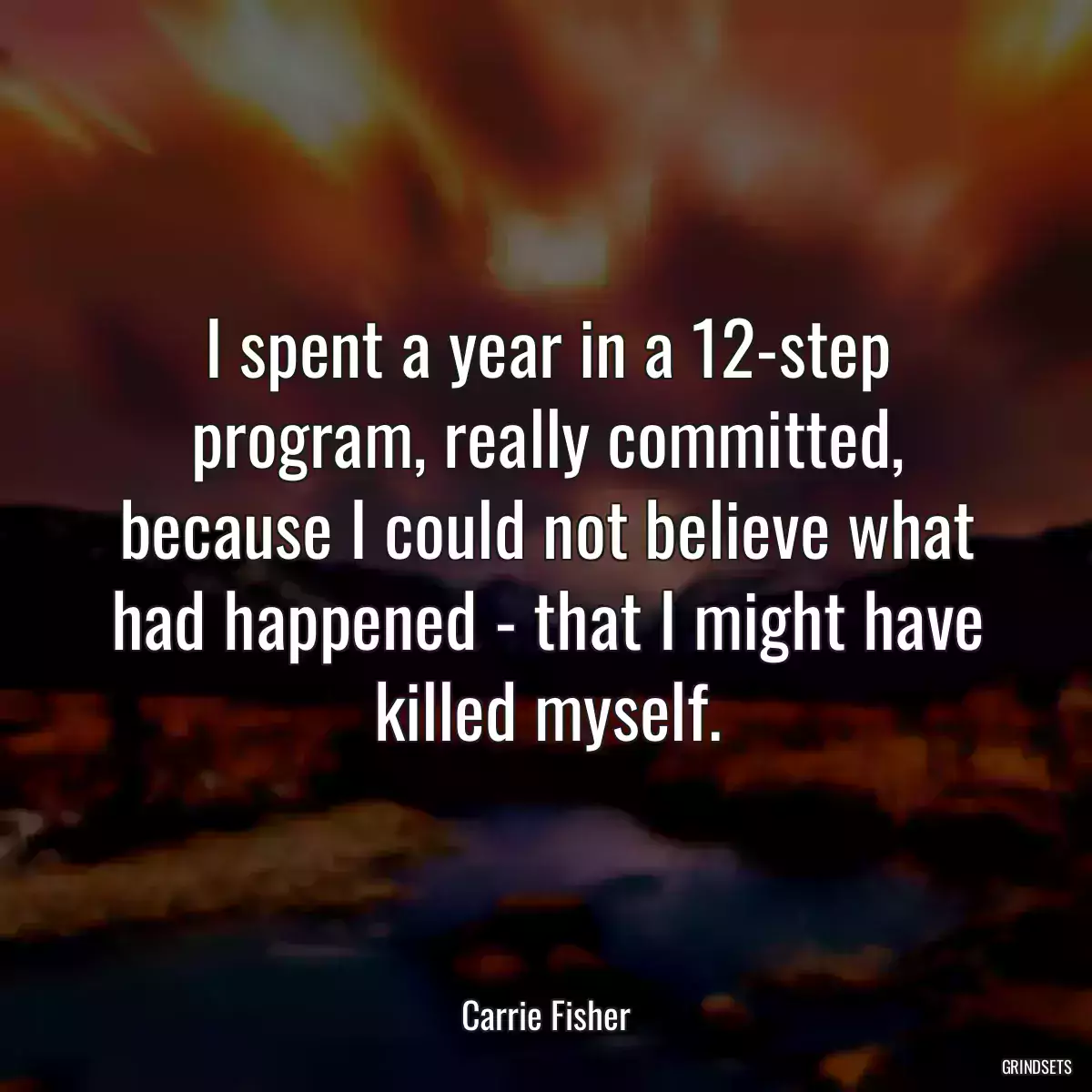 I spent a year in a 12-step program, really committed, because I could not believe what had happened - that I might have killed myself.