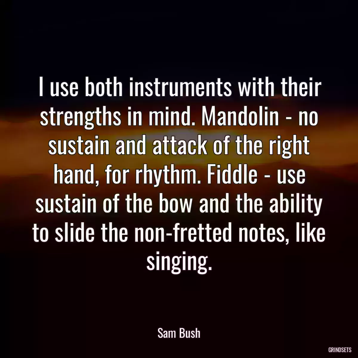 I use both instruments with their strengths in mind. Mandolin - no sustain and attack of the right hand, for rhythm. Fiddle - use sustain of the bow and the ability to slide the non-fretted notes, like singing.