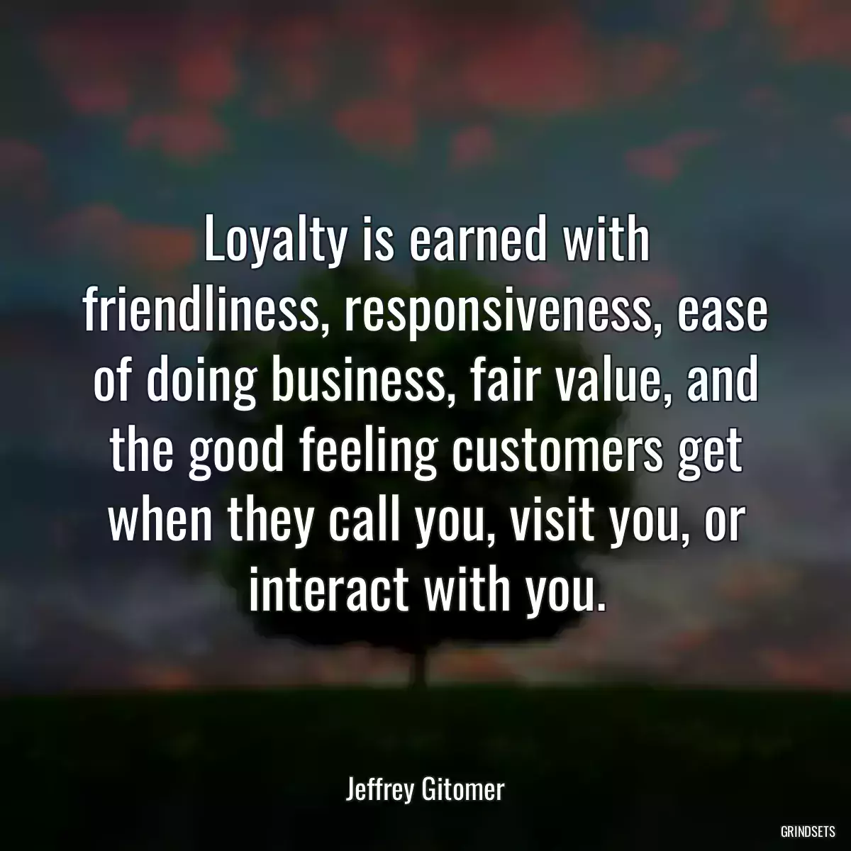 Loyalty is earned with friendliness, responsiveness, ease of doing business, fair value, and the good feeling customers get when they call you, visit you, or interact with you.