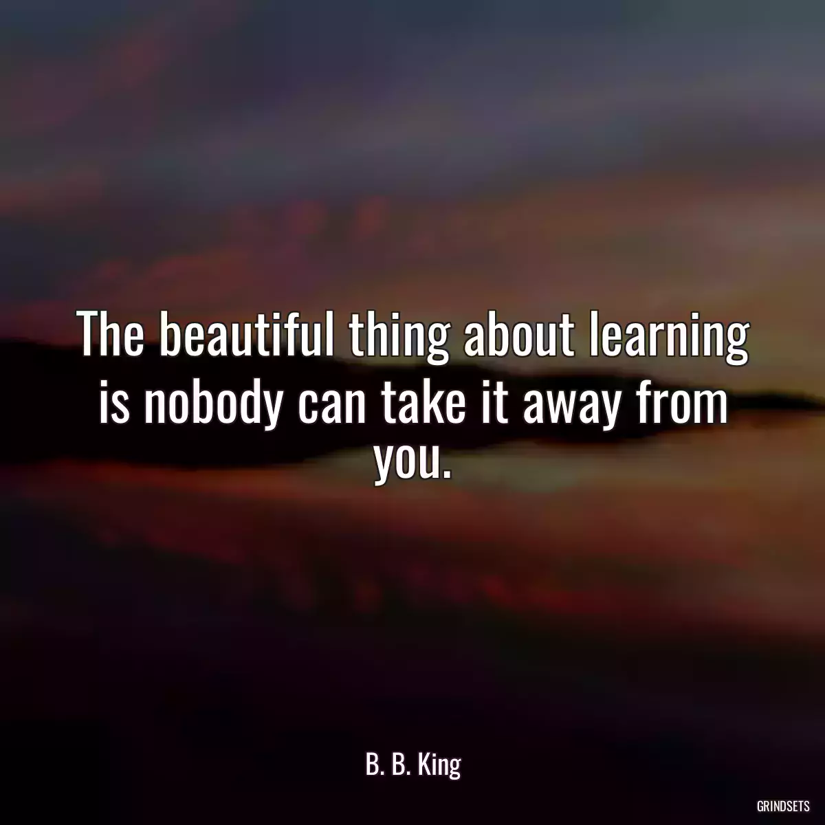 The beautiful thing about learning is nobody can take it away from you.