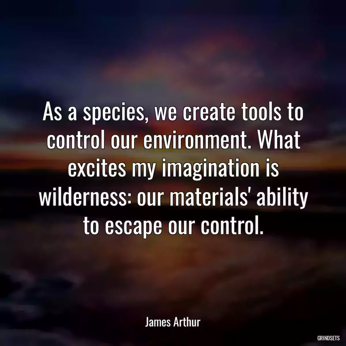 As a species, we create tools to control our environment. What excites my imagination is wilderness: our materials\' ability to escape our control.