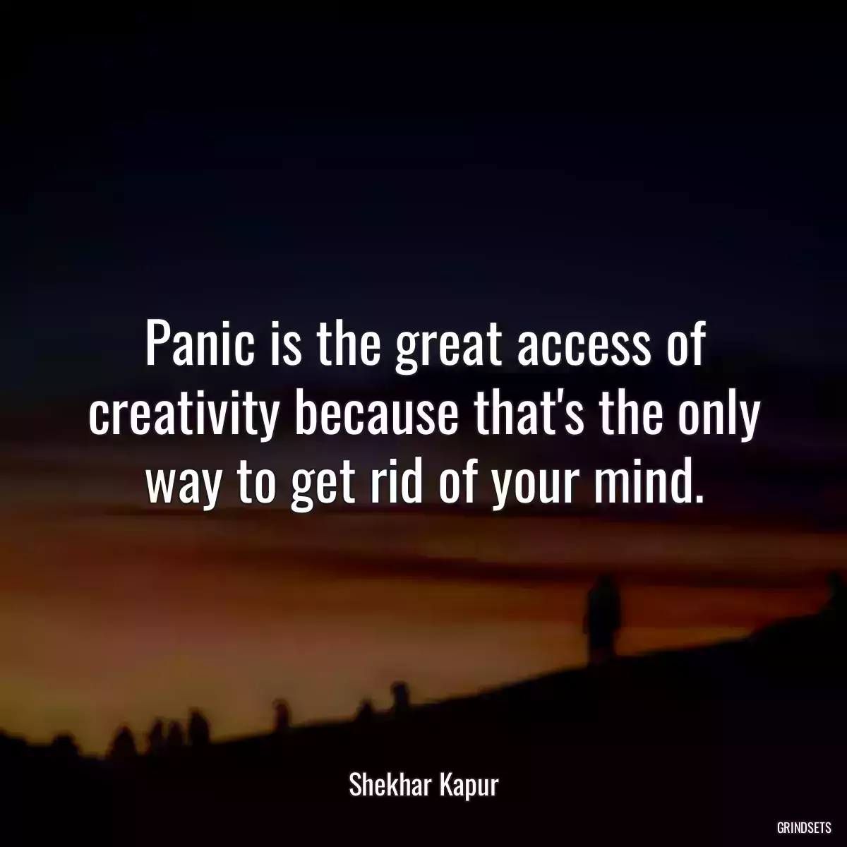 Panic is the great access of creativity because that\'s the only way to get rid of your mind.