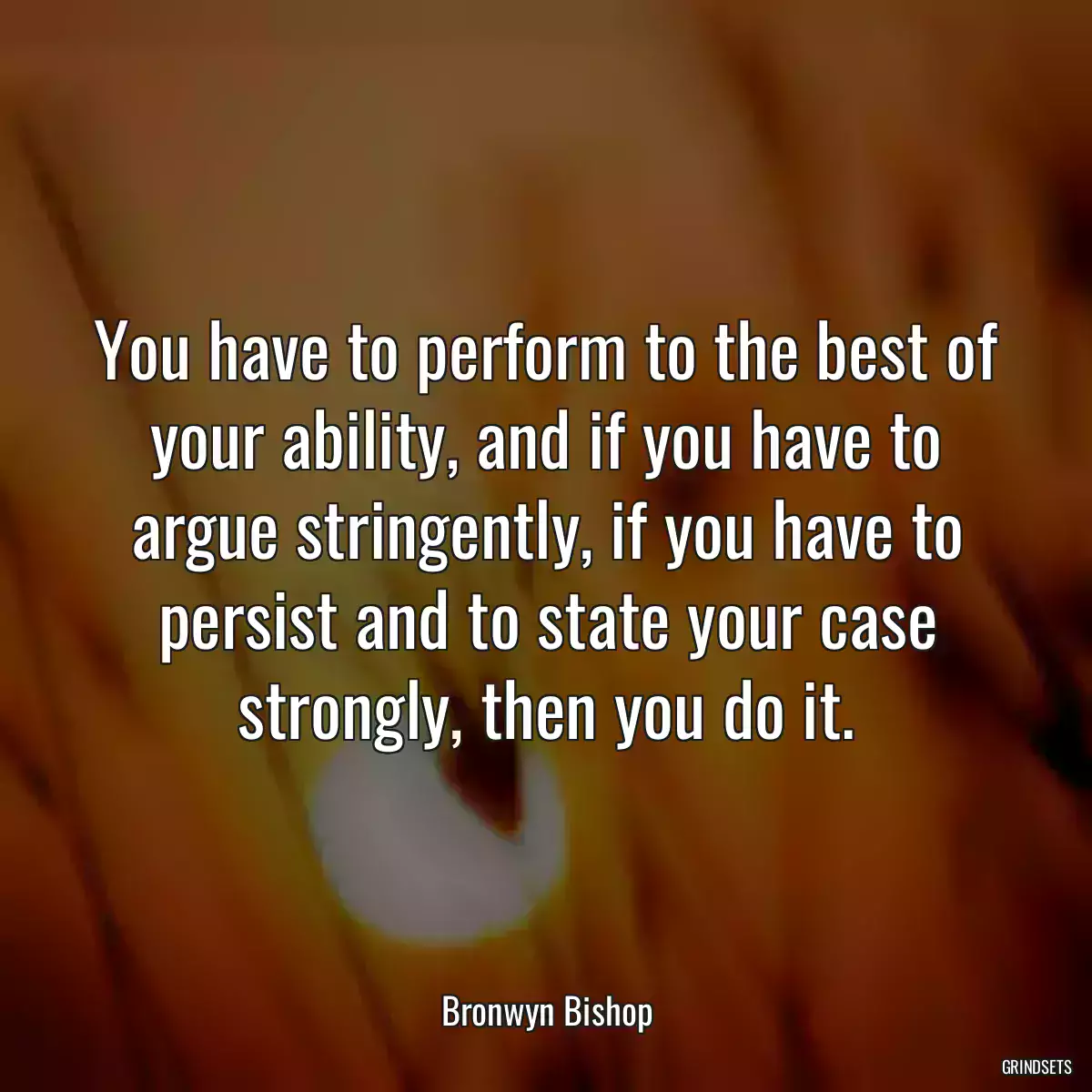 You have to perform to the best of your ability, and if you have to argue stringently, if you have to persist and to state your case strongly, then you do it.