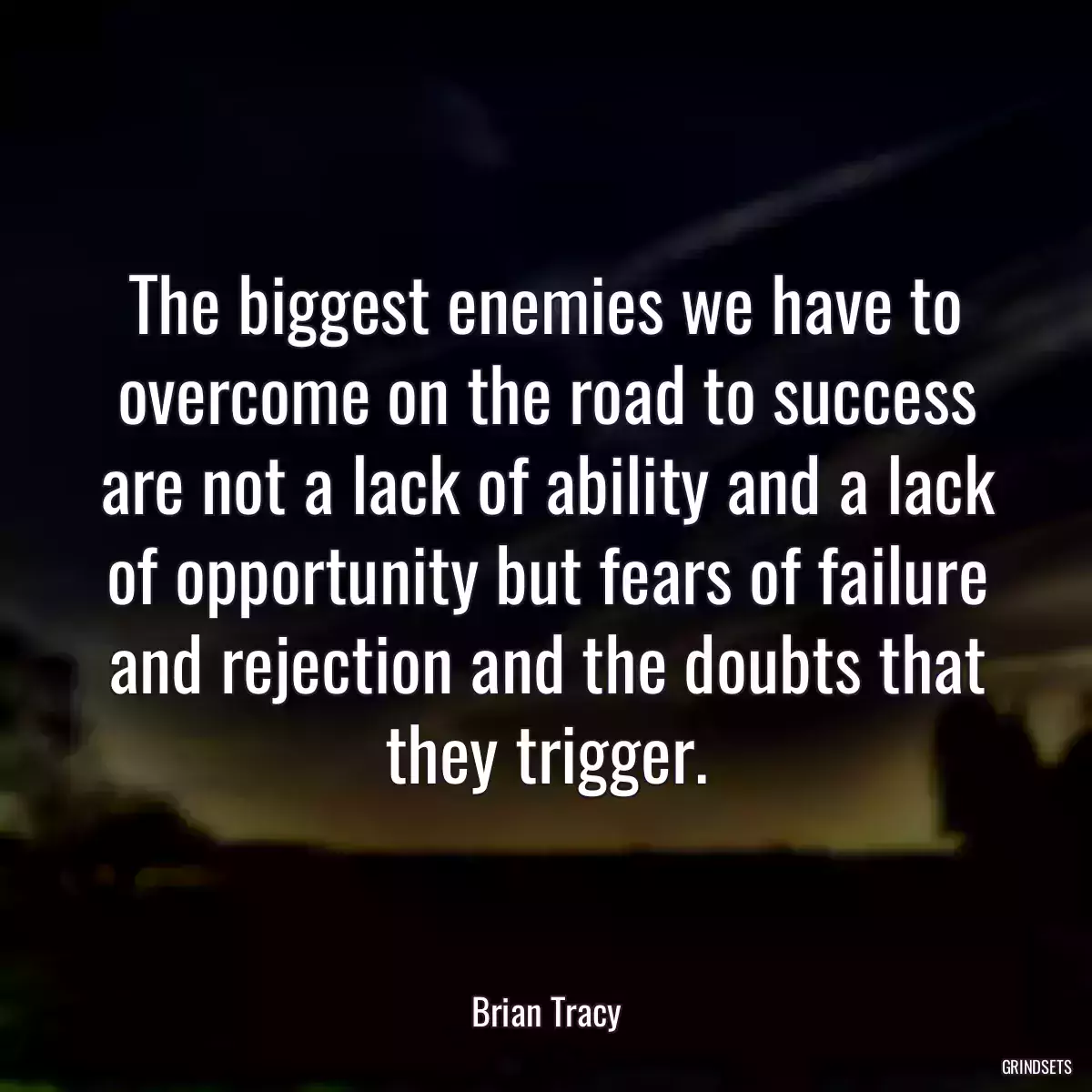 The biggest enemies we have to overcome on the road to success are not a lack of ability and a lack of opportunity but fears of failure and rejection and the doubts that they trigger.