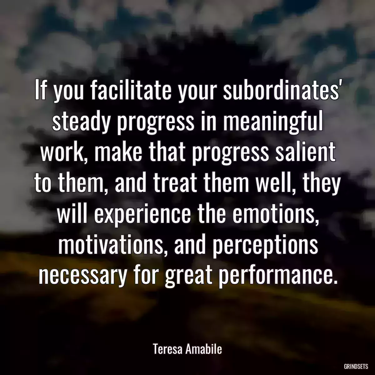 If you facilitate your subordinates\' steady progress in meaningful work, make that progress salient to them, and treat them well, they will experience the emotions, motivations, and perceptions necessary for great performance.