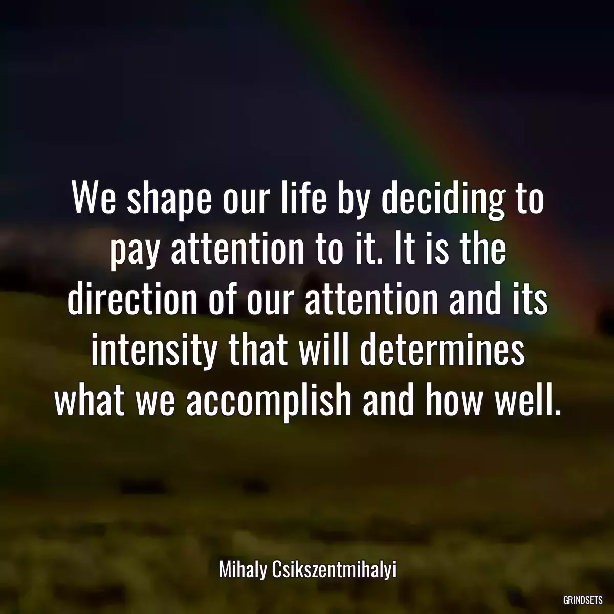 We shape our life by deciding to pay attention to it. It is the direction of our attention and its intensity that will determines what we accomplish and how well.