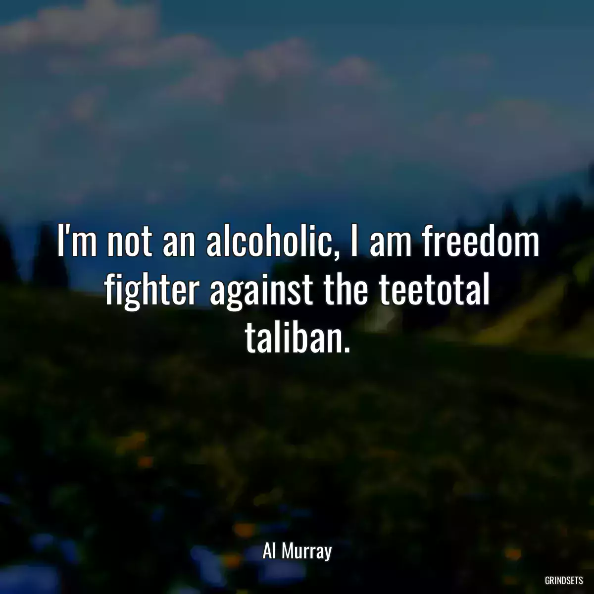 I\'m not an alcoholic, I am freedom fighter against the teetotal taliban.