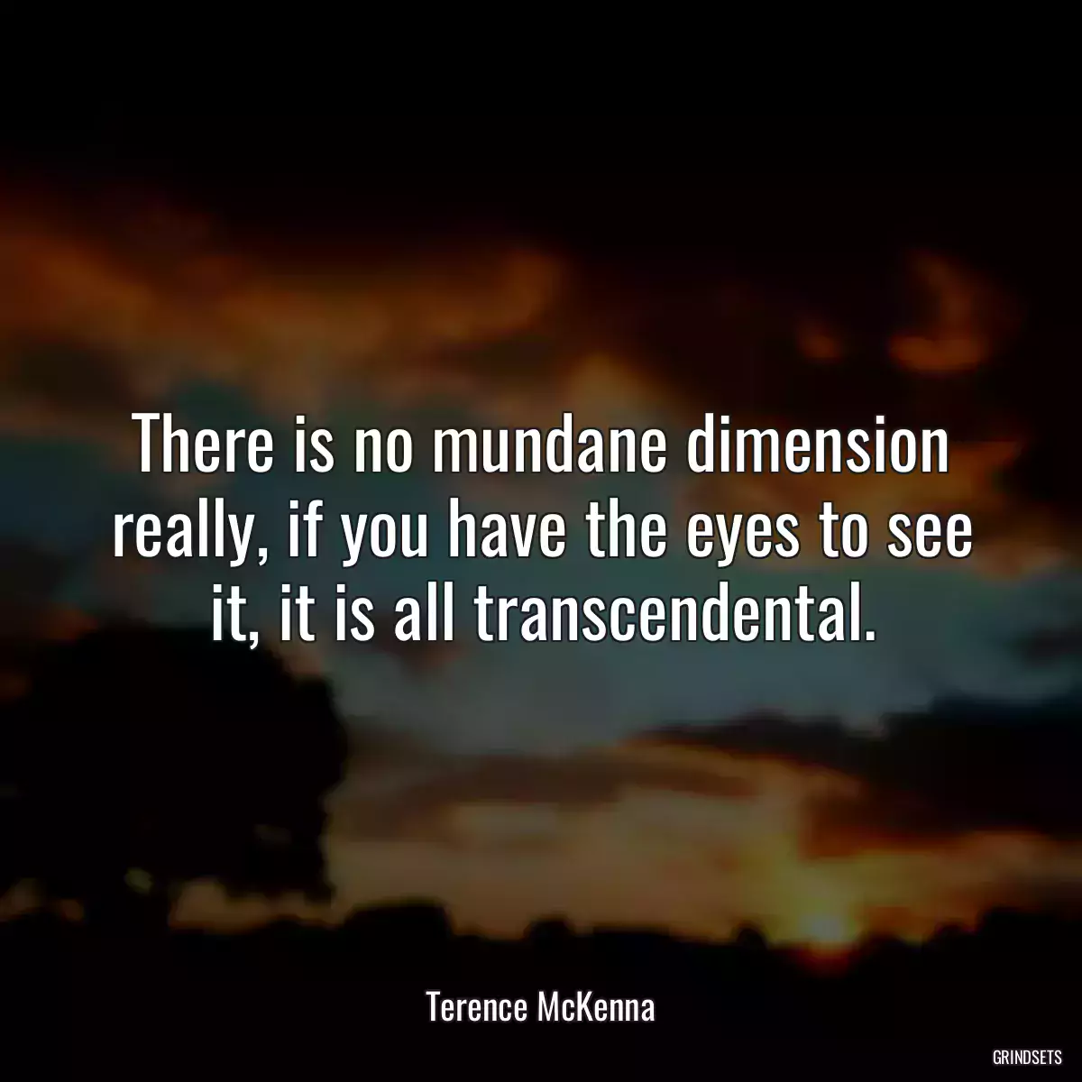 There is no mundane dimension really, if you have the eyes to see it, it is all transcendental.