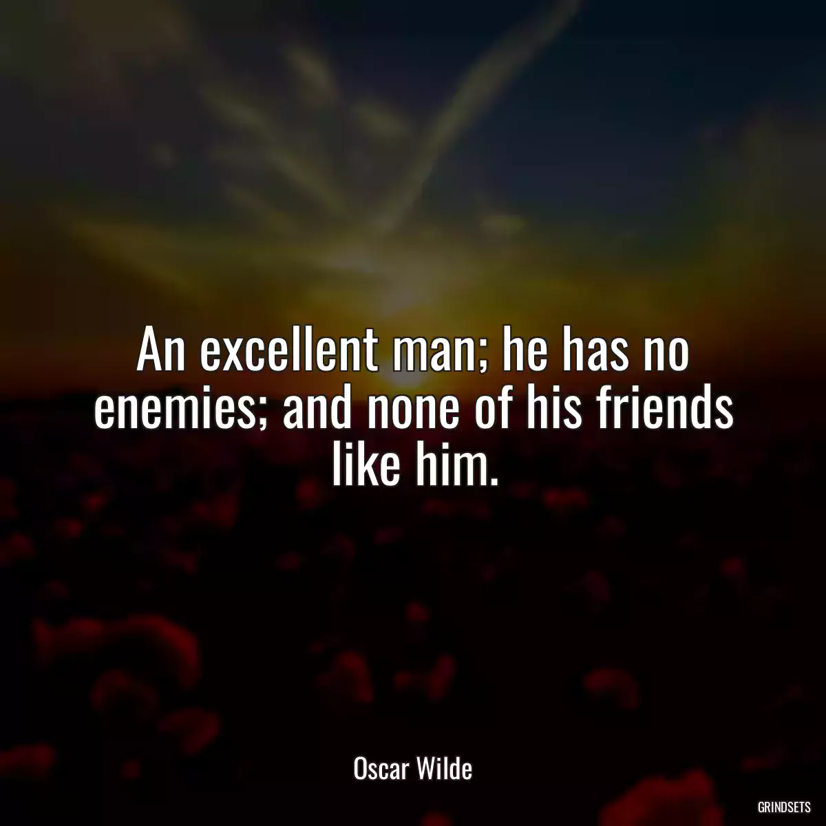 An excellent man; he has no enemies; and none of his friends like him.