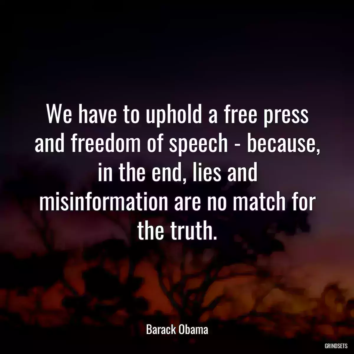 We have to uphold a free press and freedom of speech - because, in the end, lies and misinformation are no match for the truth.