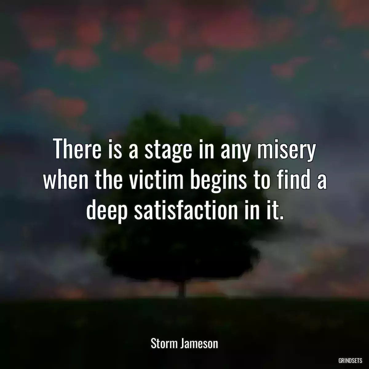 There is a stage in any misery when the victim begins to find a deep satisfaction in it.