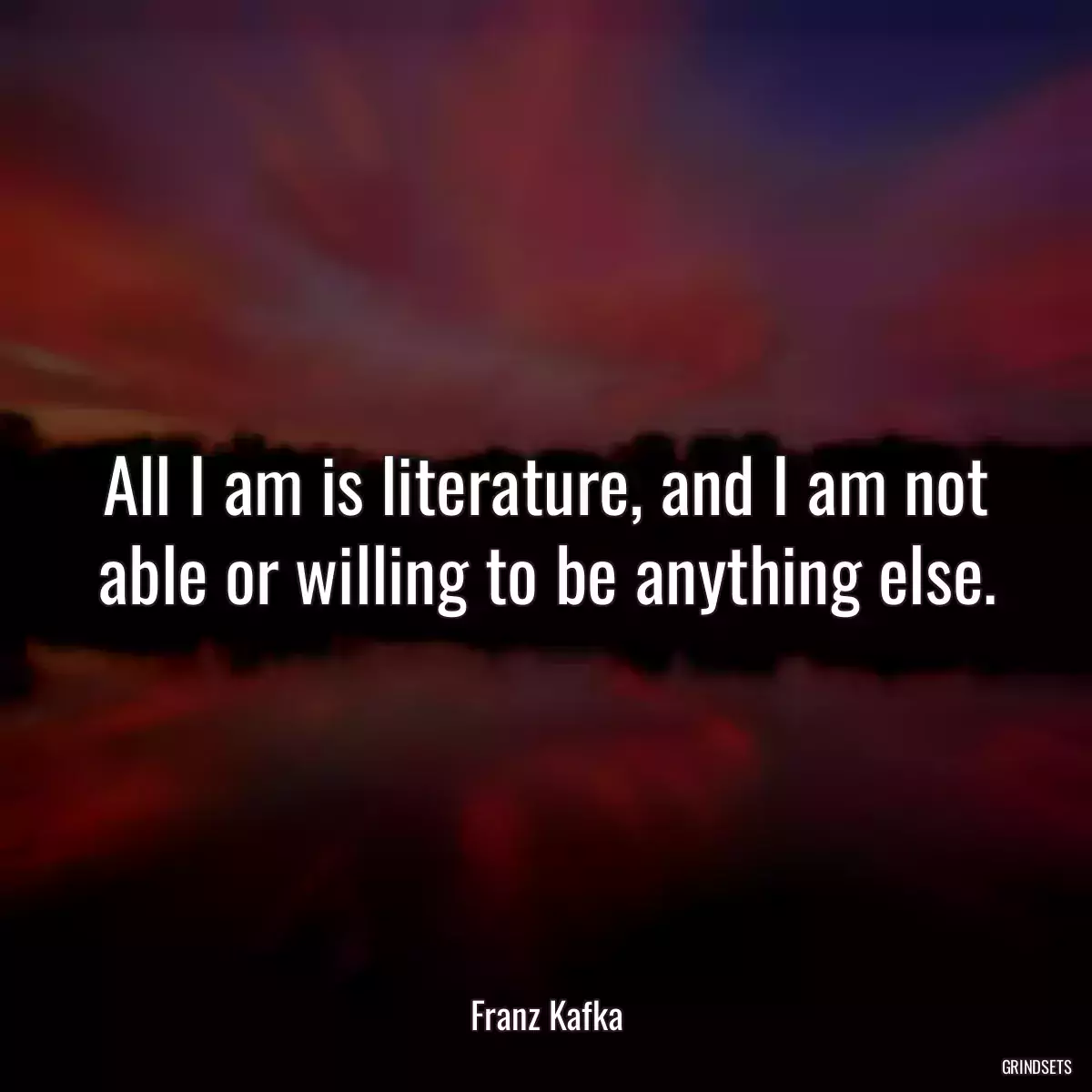 All I am is literature, and I am not able or willing to be anything else.