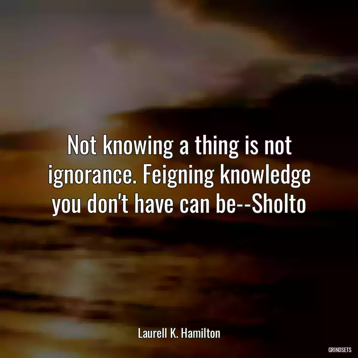 Not knowing a thing is not ignorance. Feigning knowledge you don\'t have can be--Sholto