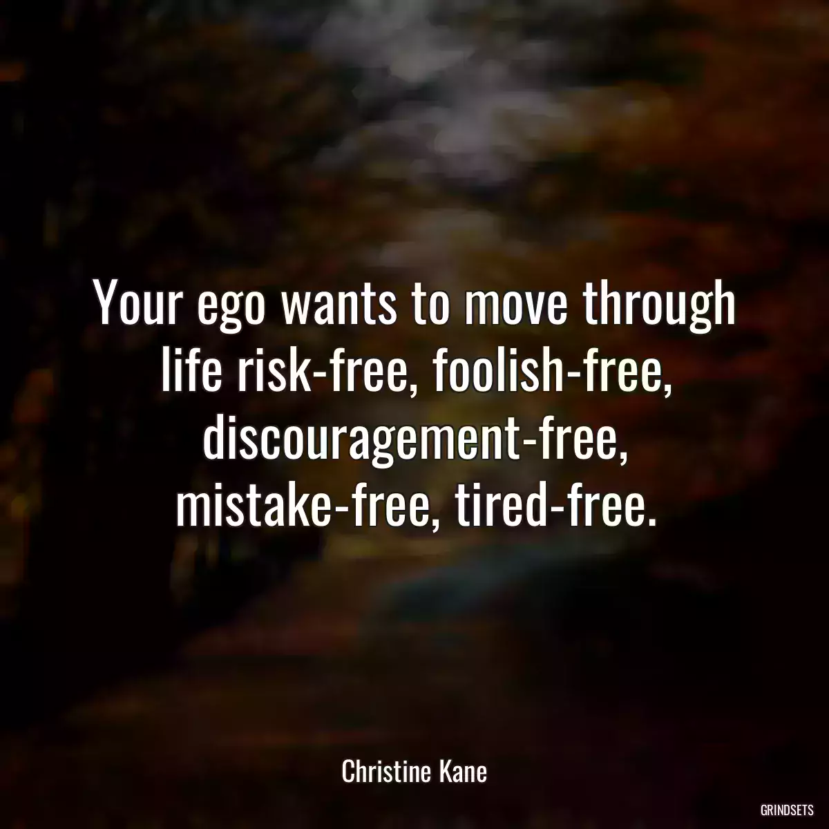 Your ego wants to move through life risk-free, foolish-free, discouragement-free, mistake-free, tired-free.