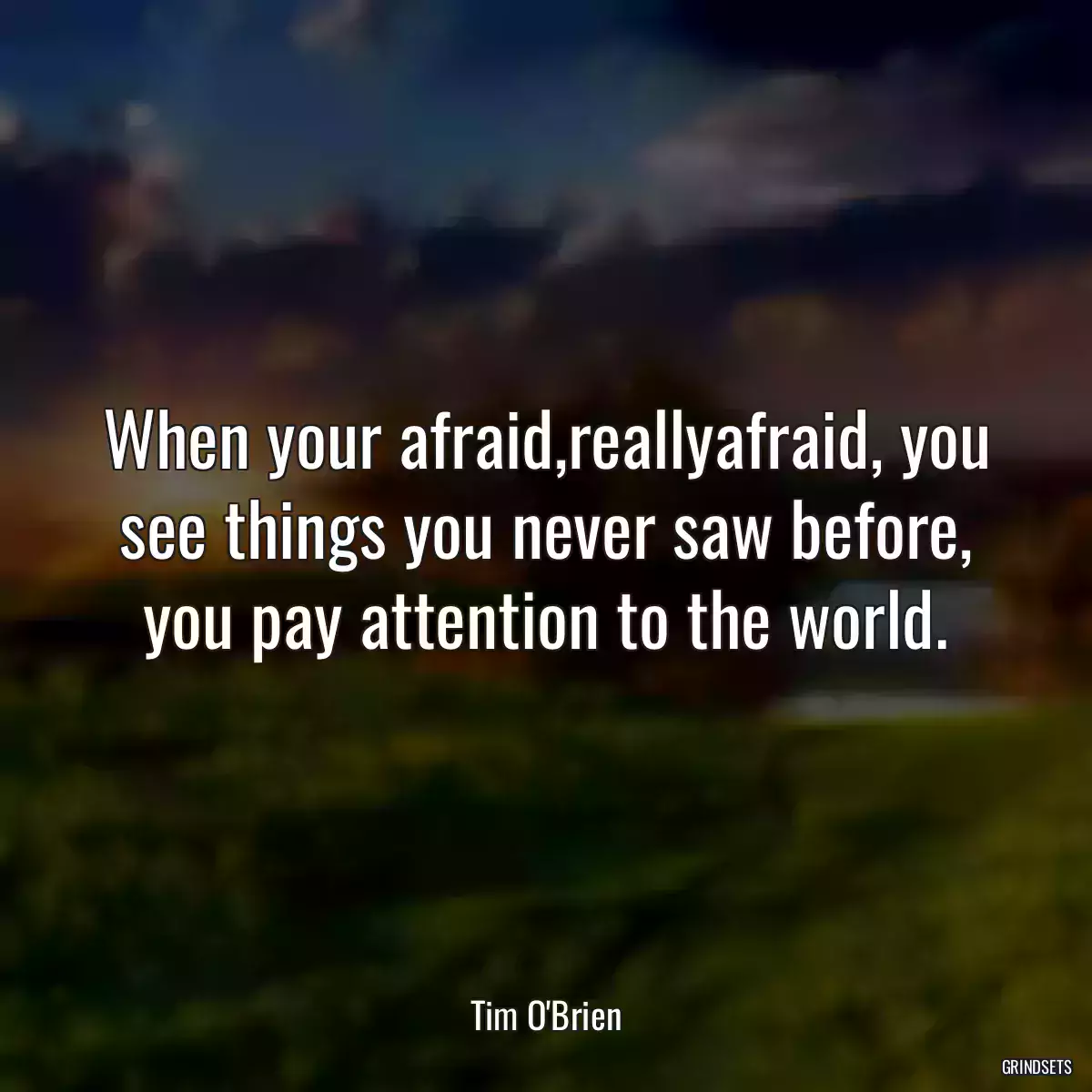 When your afraid,reallyafraid, you see things you never saw before, you pay attention to the world.