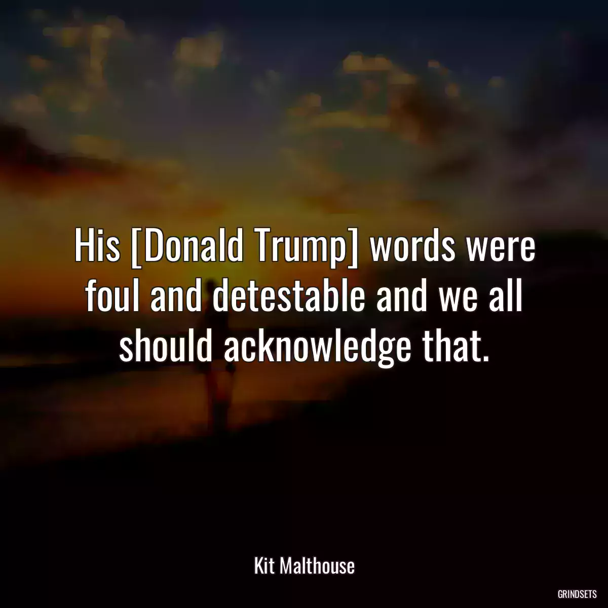 His [Donald Trump] words were foul and detestable and we all should acknowledge that.