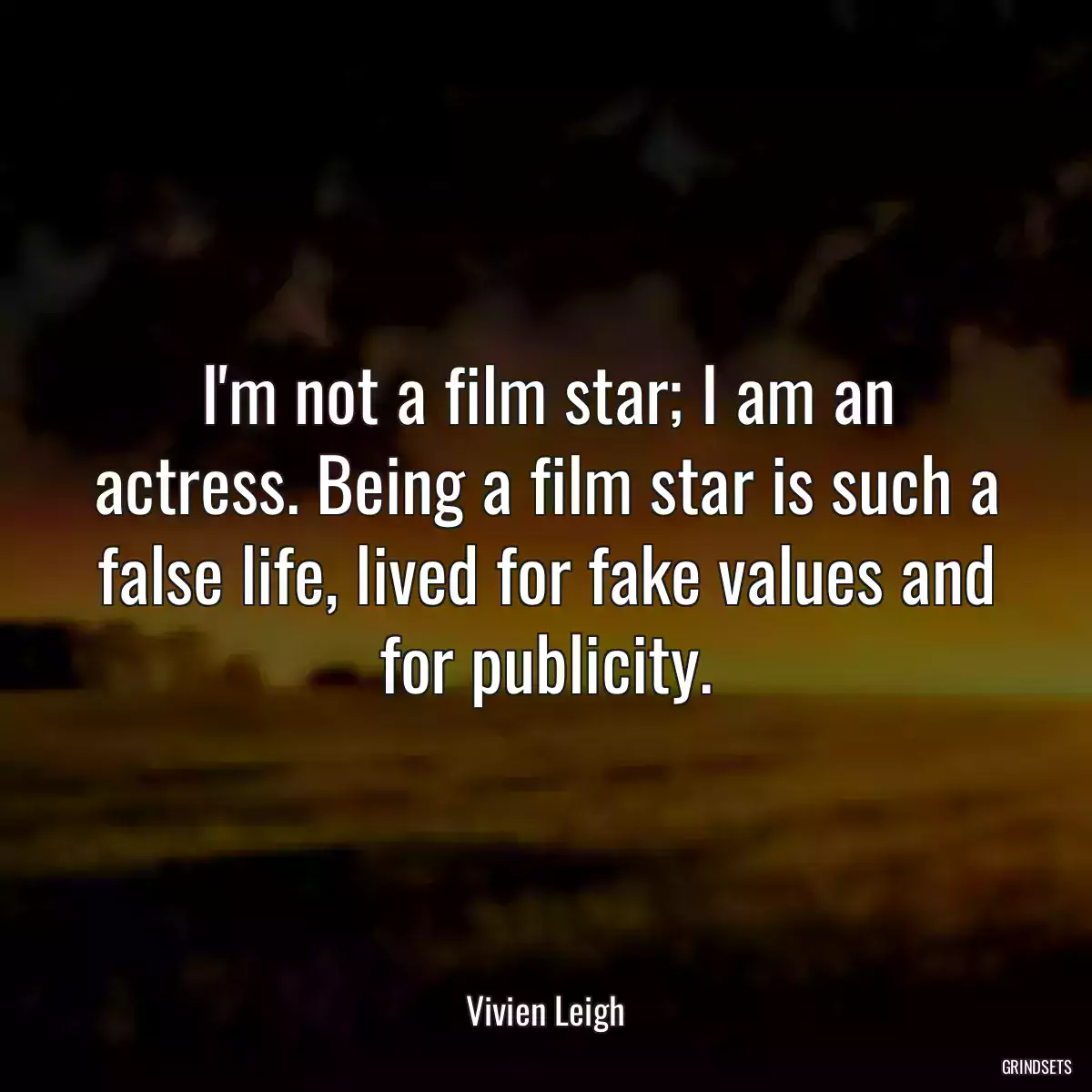 I\'m not a film star; I am an actress. Being a film star is such a false life, lived for fake values and for publicity.