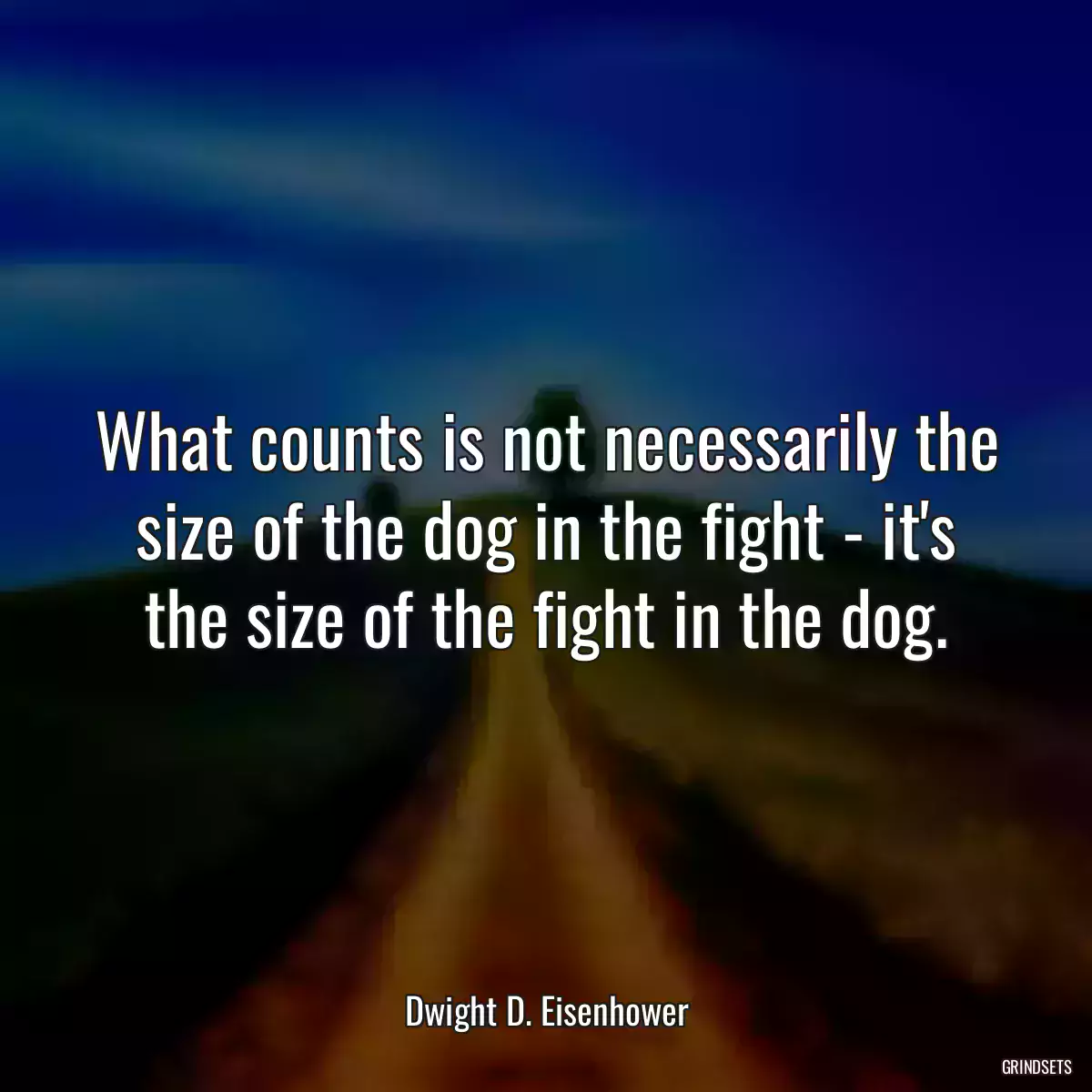 What counts is not necessarily the size of the dog in the fight - it\'s the size of the fight in the dog.