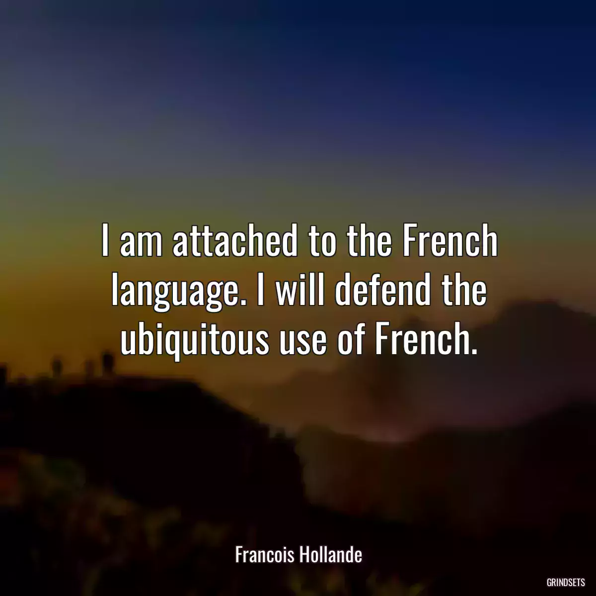 I am attached to the French language. I will defend the ubiquitous use of French.