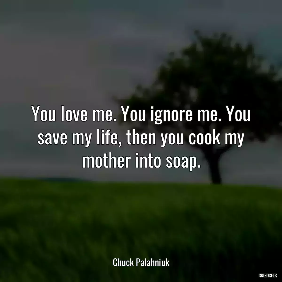 You love me. You ignore me. You save my life, then you cook my mother into soap.