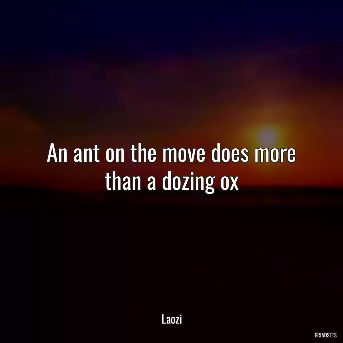 An ant on the move does more than a dozing ox