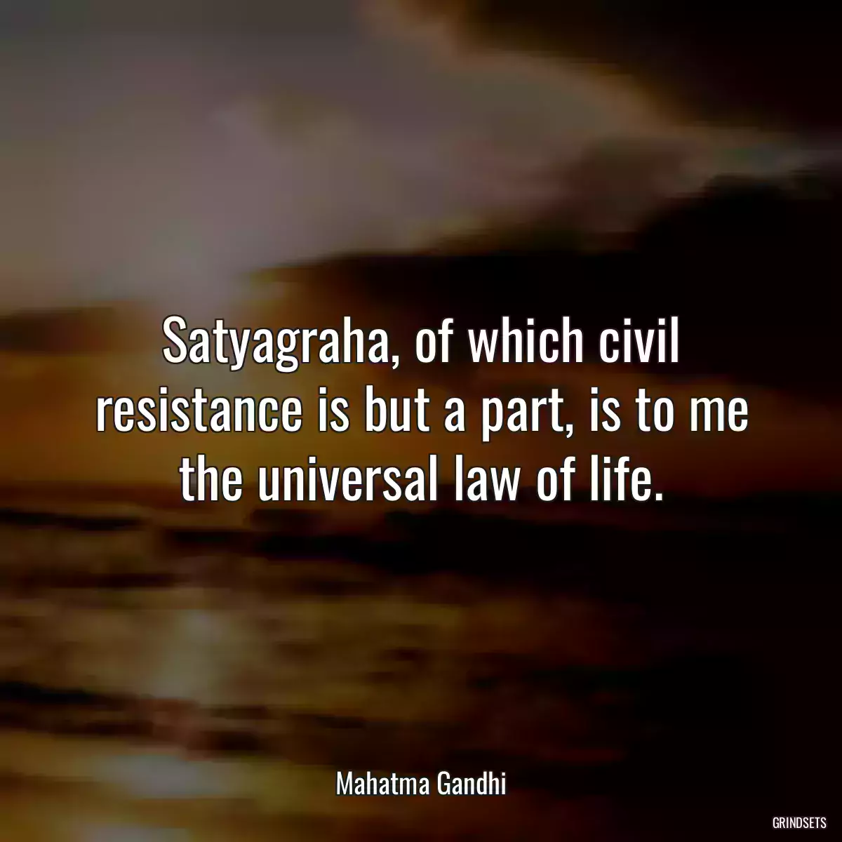 Satyagraha, of which civil resistance is but a part, is to me the universal law of life.