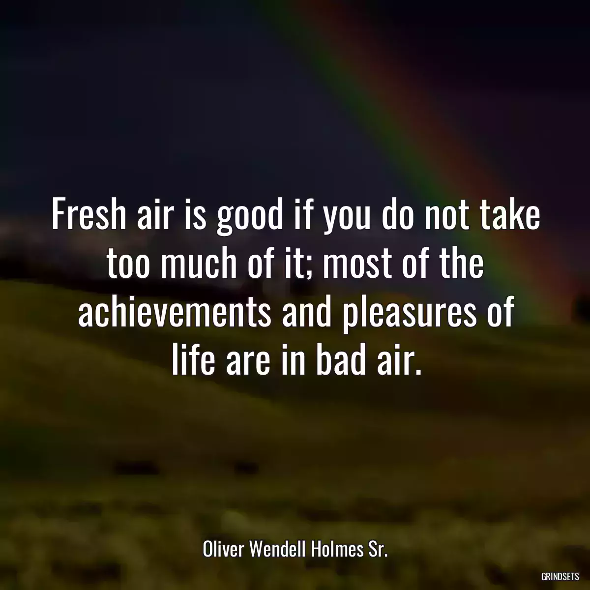 Fresh air is good if you do not take too much of it; most of the achievements and pleasures of life are in bad air.