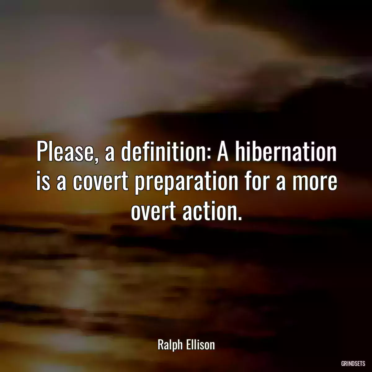 Please, a definition: A hibernation is a covert preparation for a more overt action.