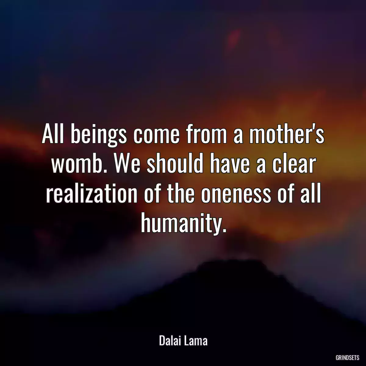 All beings come from a mother\'s womb. We should have a clear realization of the oneness of all humanity.