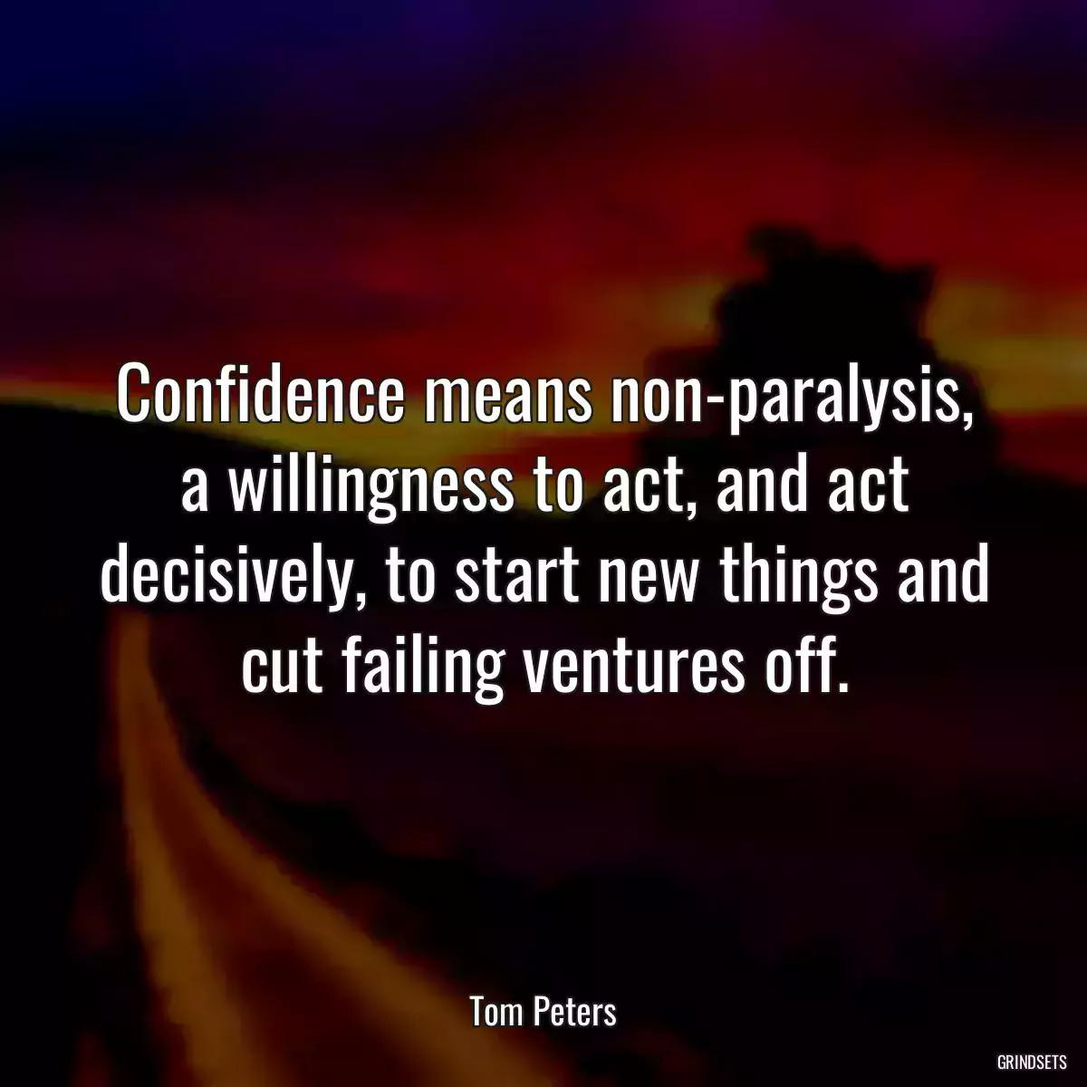 Confidence means non-paralysis, a willingness to act, and act decisively, to start new things and cut failing ventures off.