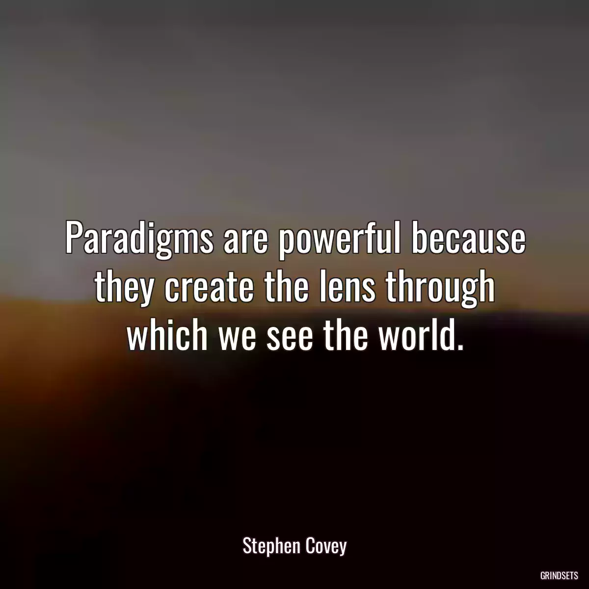 Paradigms are powerful because they create the lens through which we see the world.