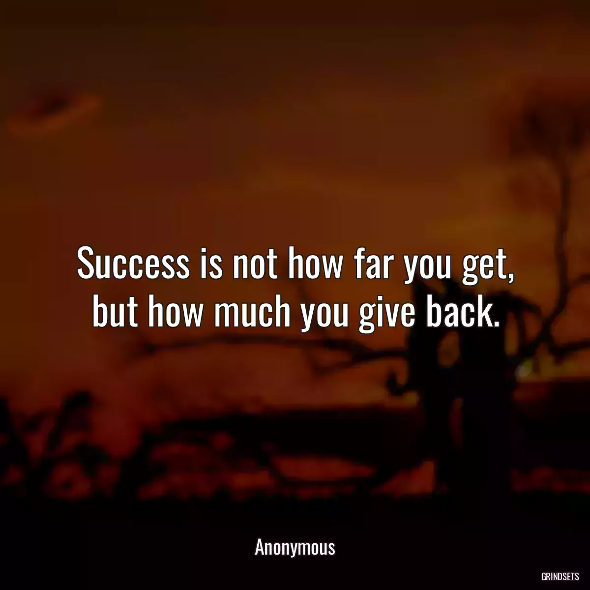 Success is not how far you get, but how much you give back.