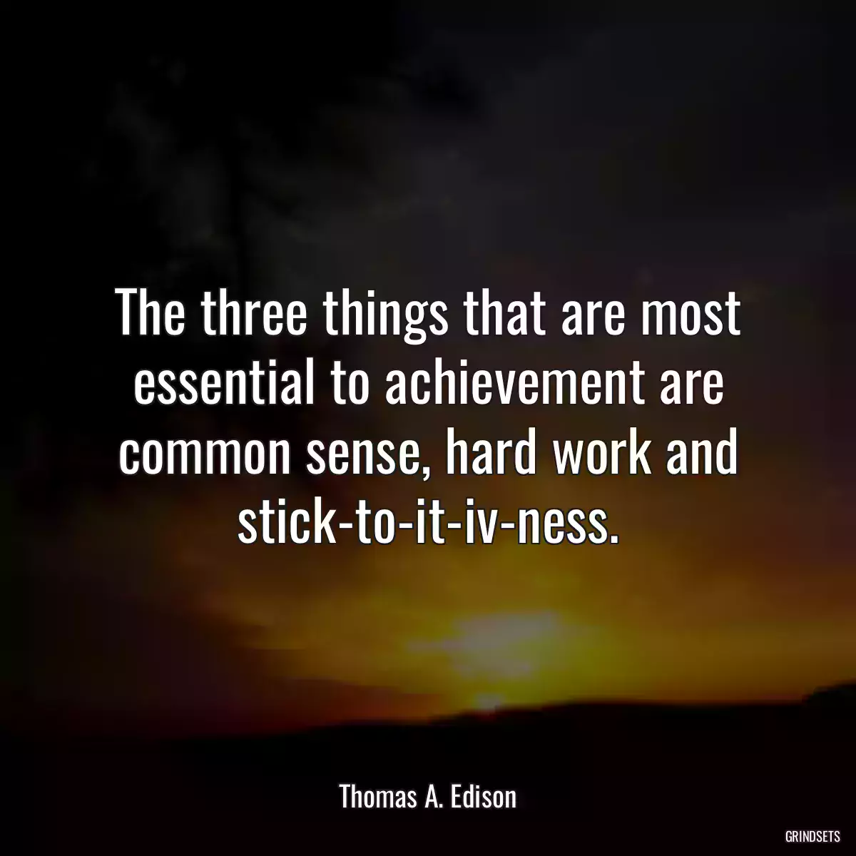 The three things that are most essential to achievement are common sense, hard work and stick-to-it-iv-ness.