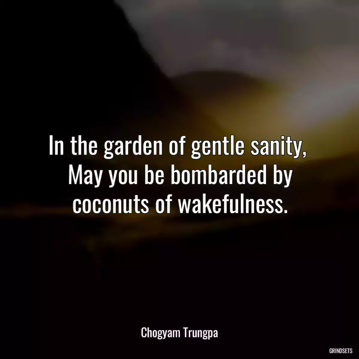 In the garden of gentle sanity, 
May you be bombarded by coconuts of wakefulness.