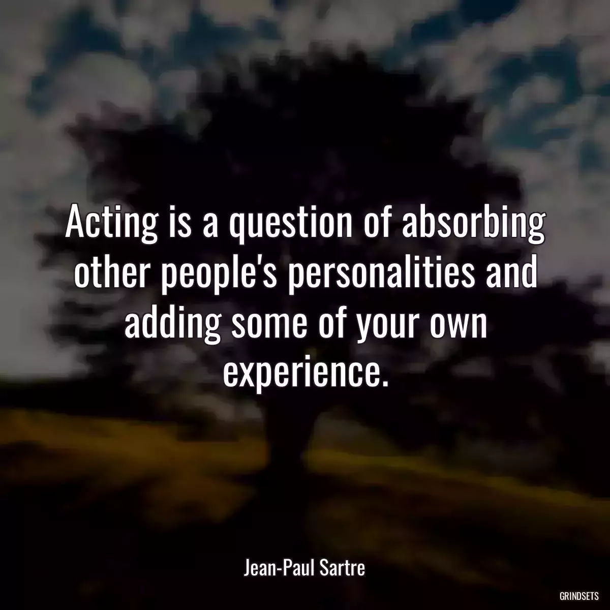 Acting is a question of absorbing other people\'s personalities and adding some of your own experience.