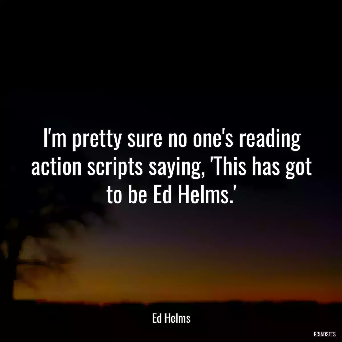 I\'m pretty sure no one\'s reading action scripts saying, \'This has got to be Ed Helms.\'