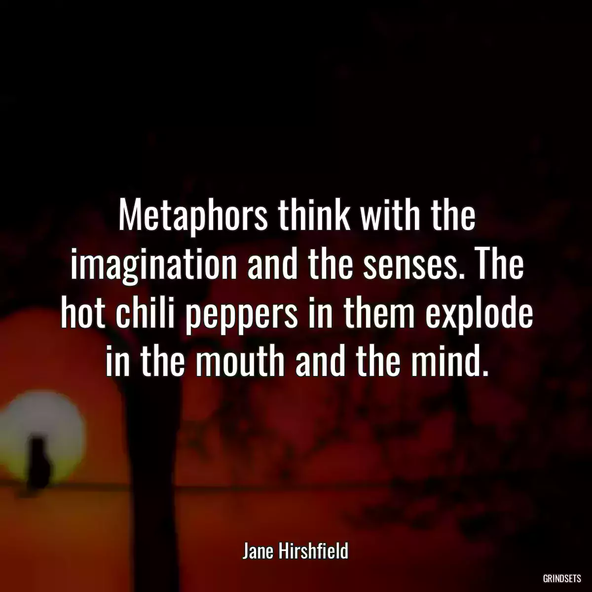 Metaphors think with the imagination and the senses. The hot chili peppers in them explode in the mouth and the mind.